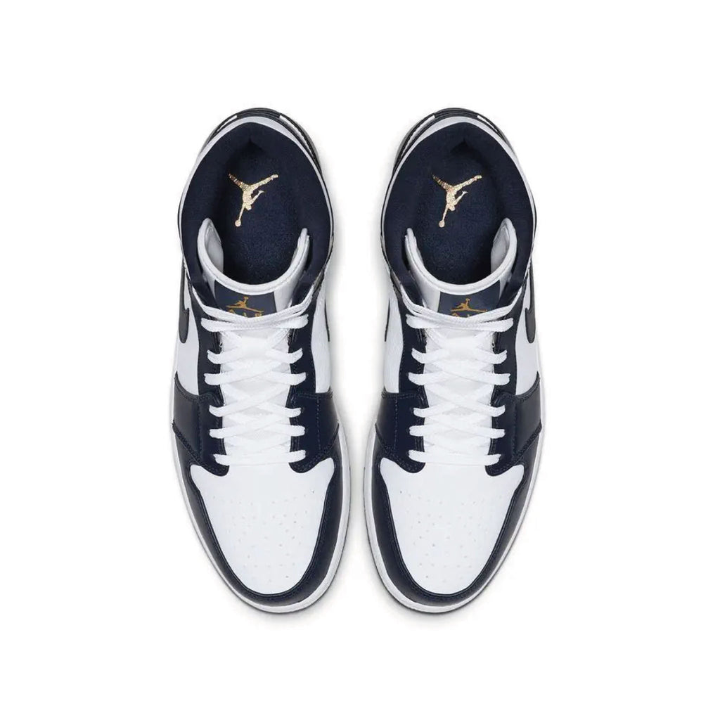 Jordan 1 Mid White Metallic Gold Obsidian