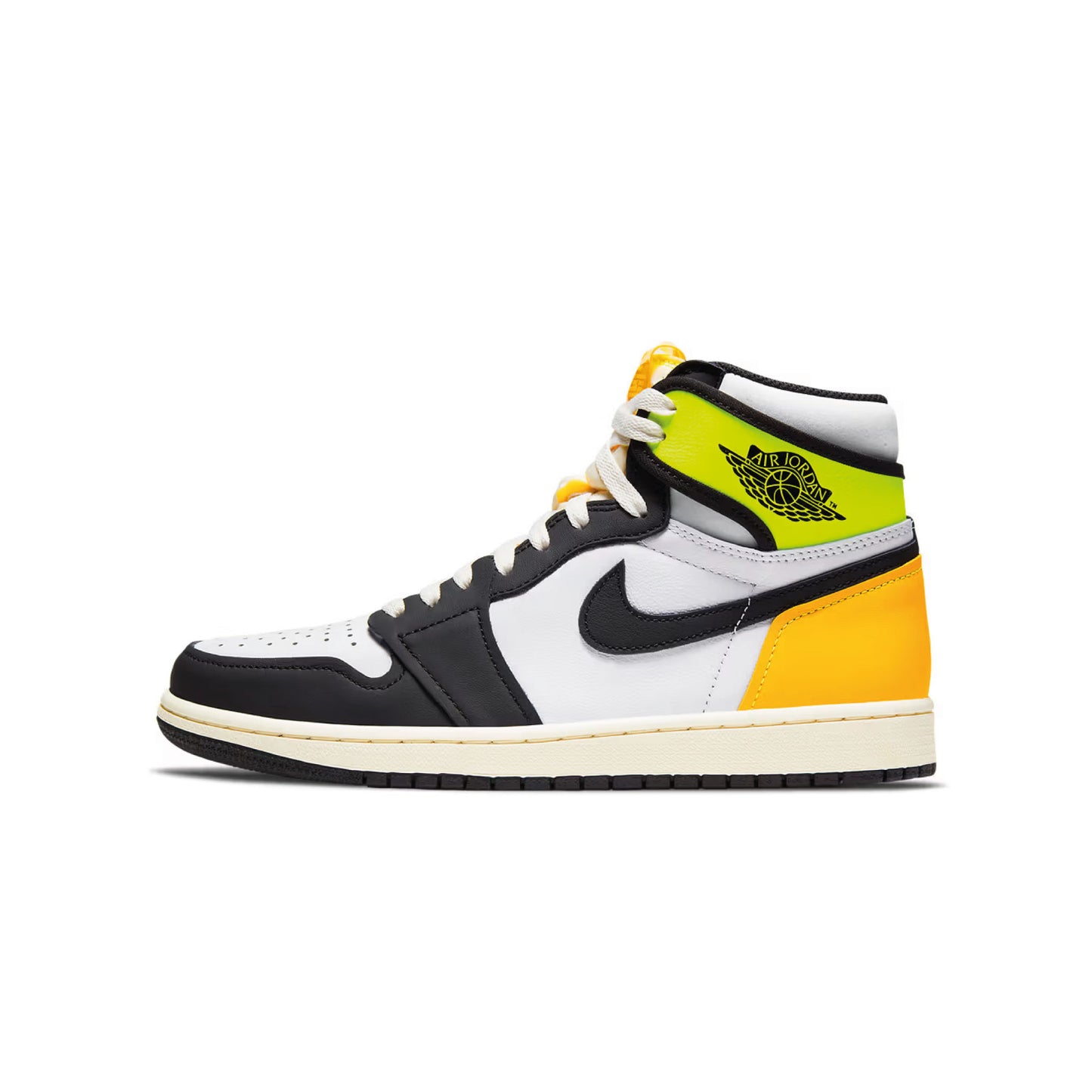 Jordan 1 Retro High White Black Volt University Gold - 48h