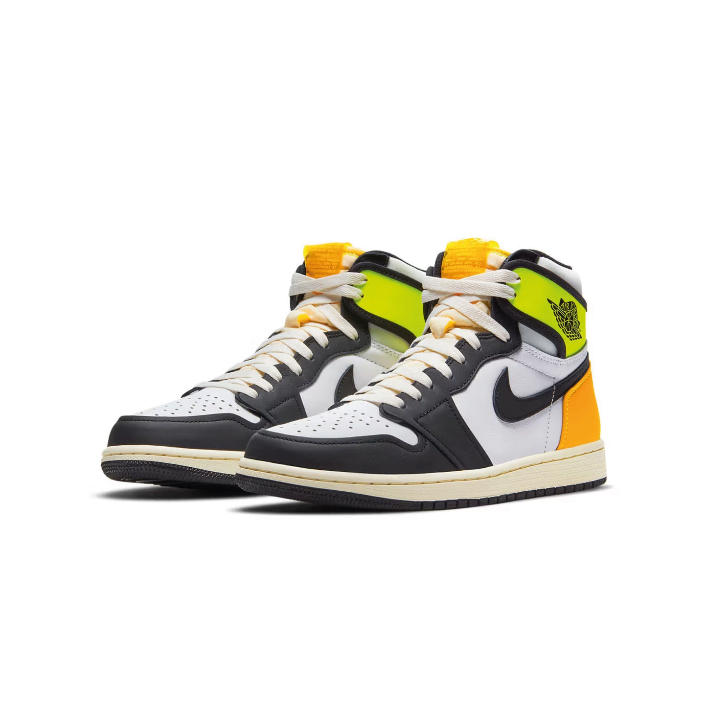 Jordan 1 Retro High White Black Volt University Gold - 48h