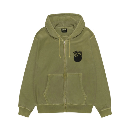 Stussy 8 Ball Pigment Dyed Zip Hoodie 'Olive'