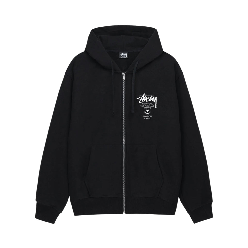 Stussy World Tour Zip Hoodie 'Black'