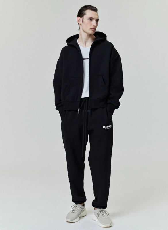 Fear of God Essentials Black Full Zip Hoodie