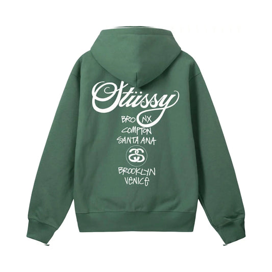 Stussy World Tour Hoodie 'Forest'