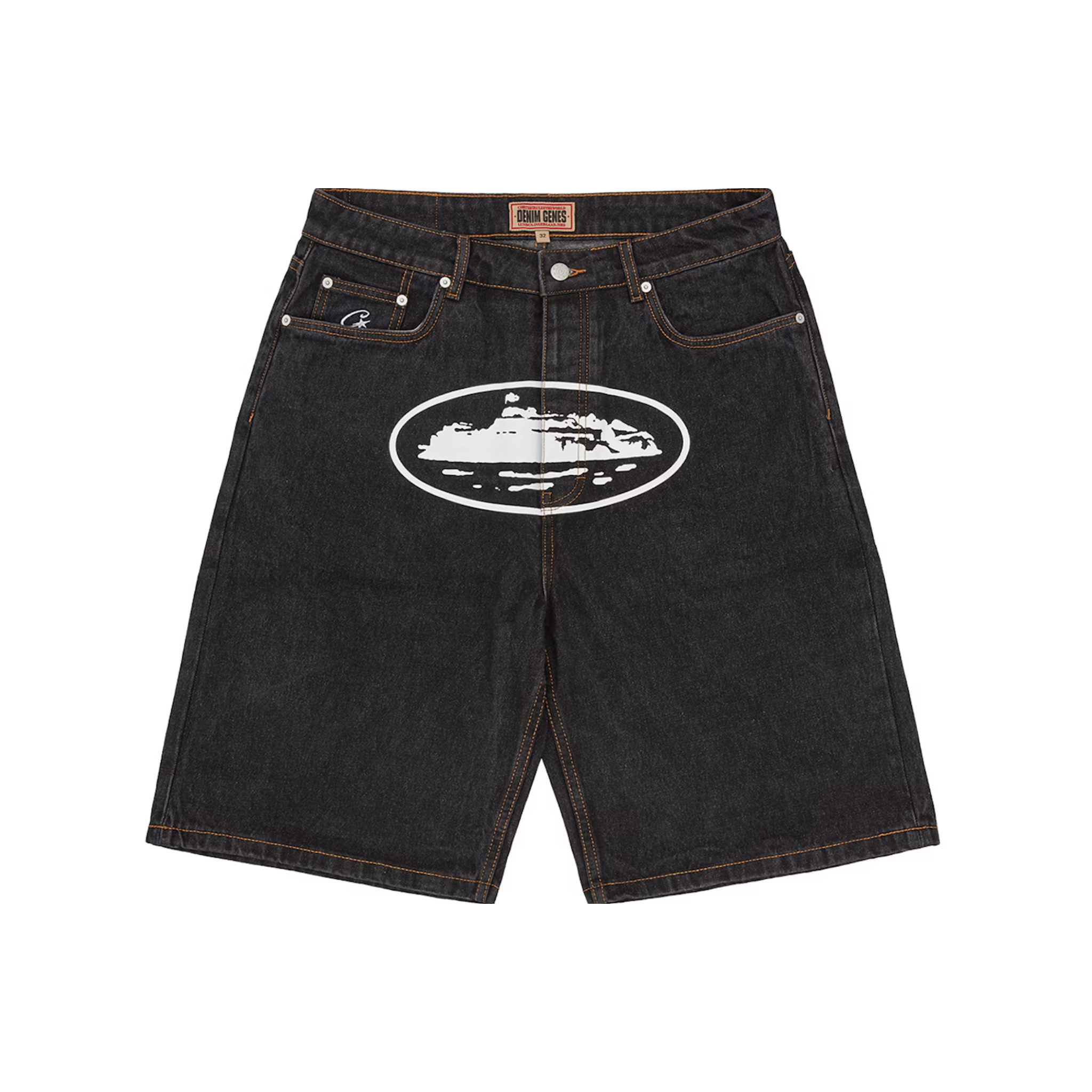 Corteiz Alcatraz Denim Shorts Washed Black