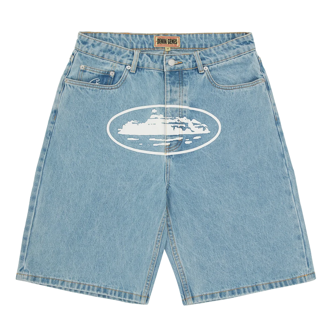 Corteiz Alcatraz Baggy Denim Shorts 'STONEWASH'