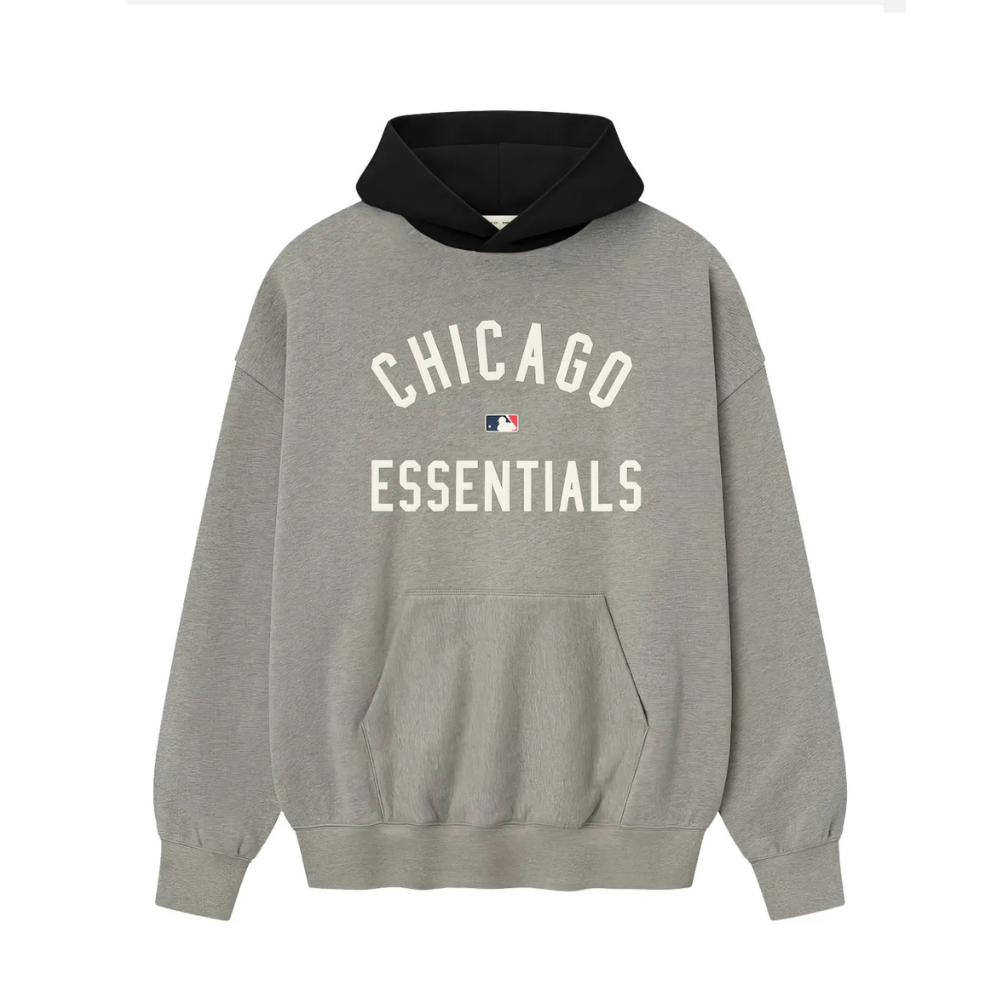 Fear of God Essentials White Sox Sport Hoodie 'Concrete Heather/Black'