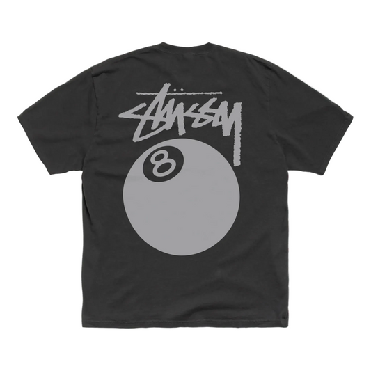 8 BALL Stussy T-Shirt PIGMENT DYED Faded Black