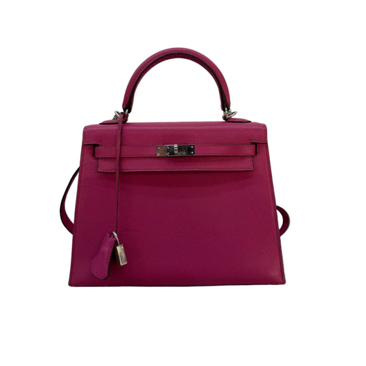 Hermès Kelly Sellier 25 Rose Pourpre Epsom Palladium Hardware