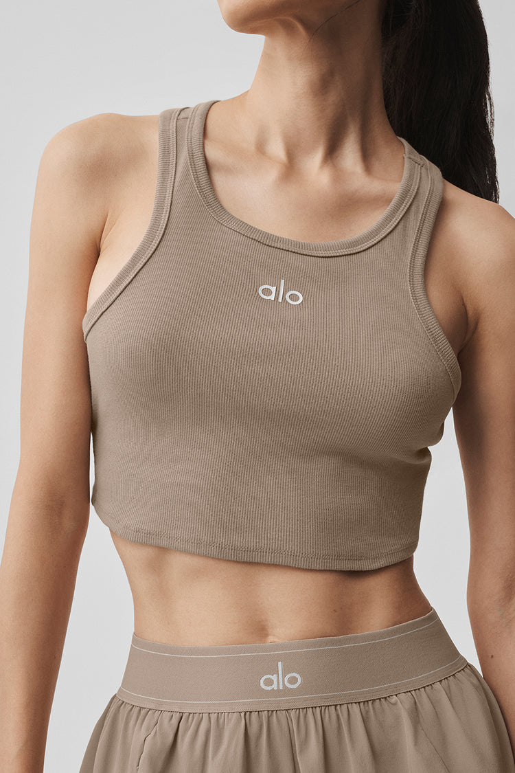 Alo Aspire Tank Taupe/White